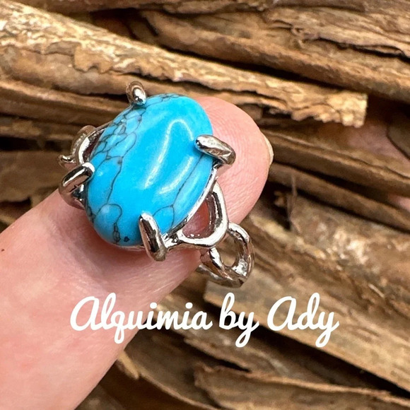 Turquoise  western ring in silver/protection and peace healing crystal - Picture 2 of 8